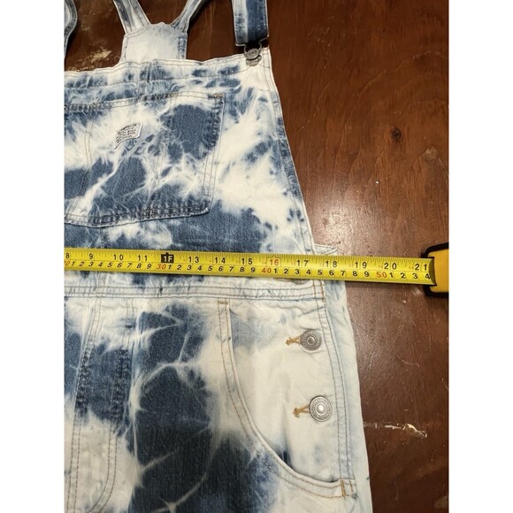 Levi's Women's Sz Large Light Blue Short Tie Dyed Overalls Boho Hippie Gypsy - Picture 10 of 16